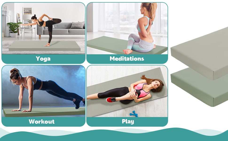 2 Inch Thi Yoga Mat, 72''x24' Foldable Extra Thi