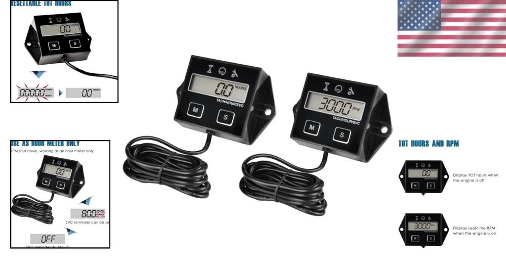 Compact Digital Tachometer with Maintenance Reminder - Essential Engine Tool Set
