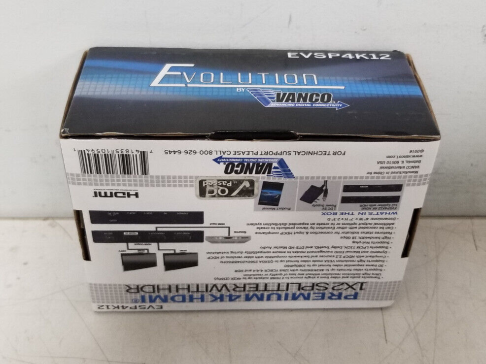 Evolution Vanco EVSP4K12 Ultra High Definition Resolution HDMI 1x2Splitter #J725