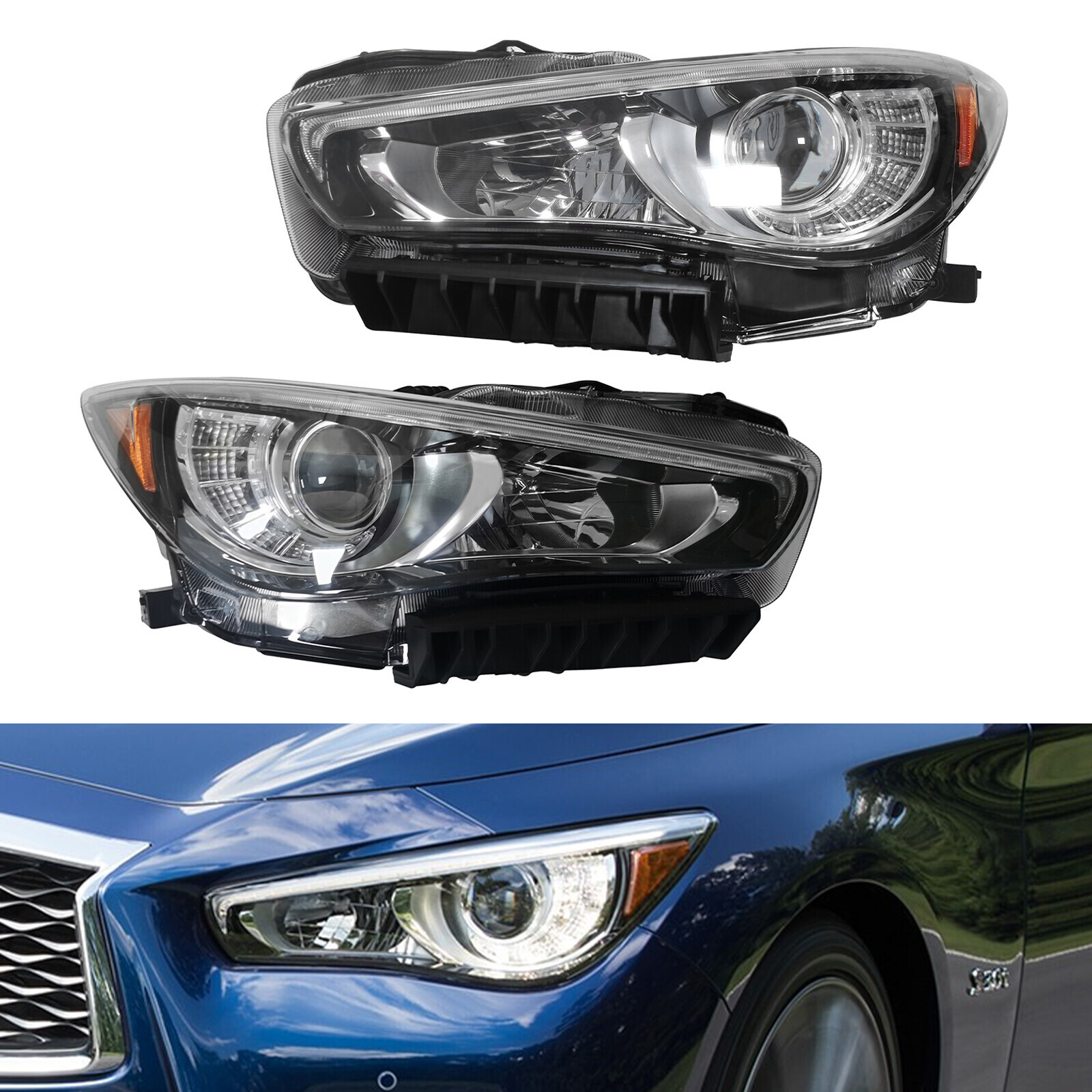 For 2014-2022 Infiniti Q50 LED Headlight Assembly Left Driver Side W/O AFS