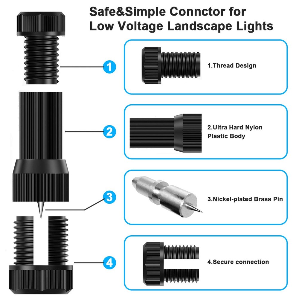 24 Pack Low Voltage Wire Connector, Landscape Lighting Connectors Waterproof ...