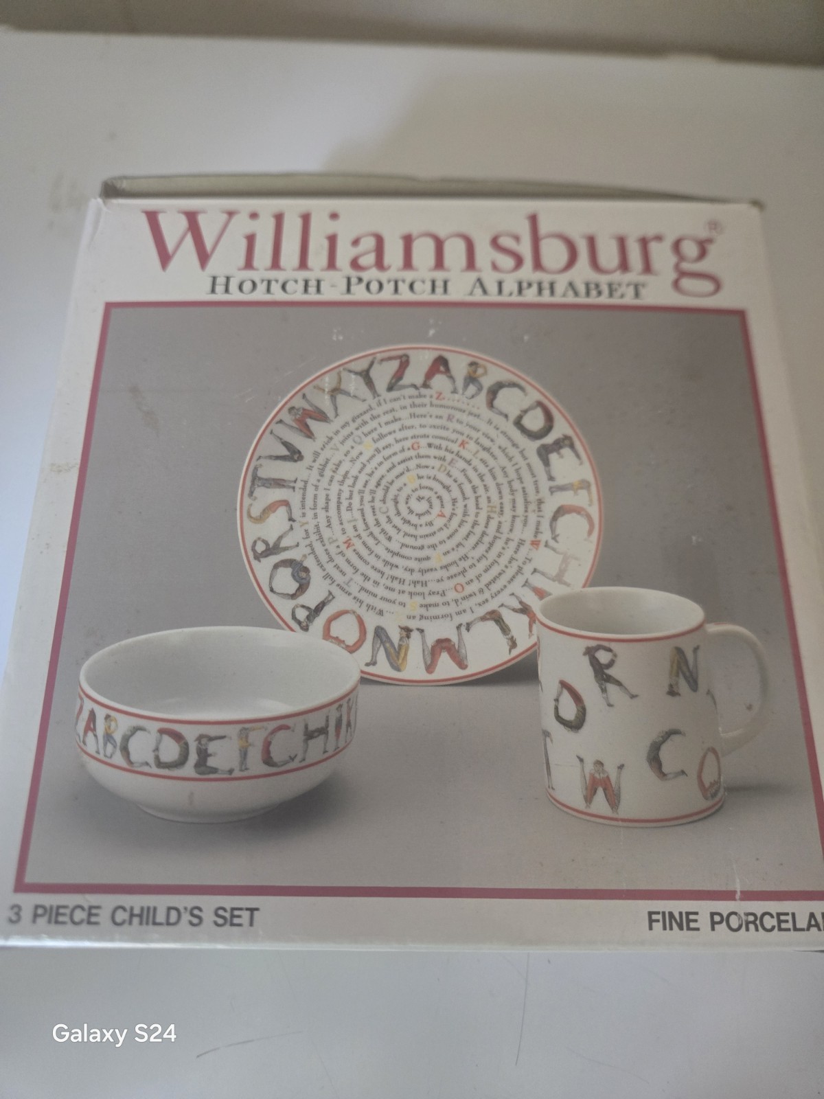 Vintage Williamsburg Porcelain Hotch Potch Alphabet Kids Dinner Set