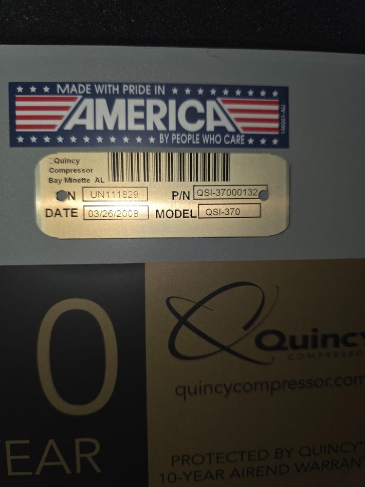 QUINCY QSI-370 ROTARY SCREW AIR COMPRESSOR POWERSYNC