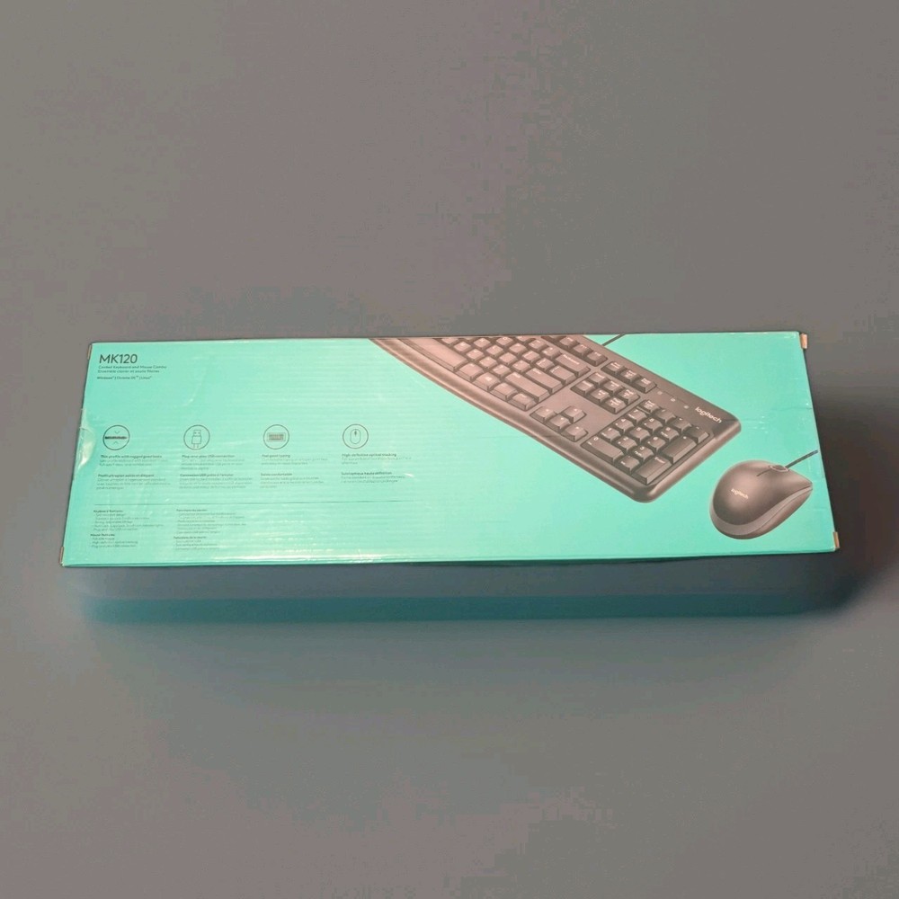 Logitech MK120 Full-size Wired Keyboard & Mouse Combo for Windows Mac *SEALED*