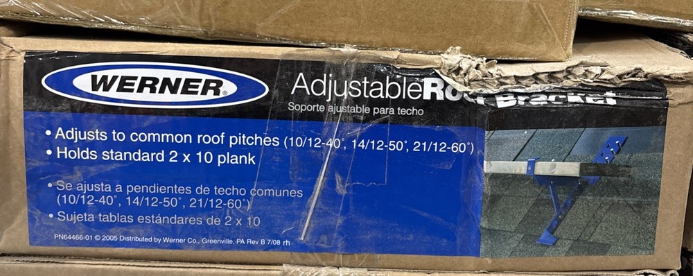 WERNER ARB10-10 ADJUSTABLE ROOF BRACKET, STORAGE MATERIAL WHILE WORKING 10 Pack