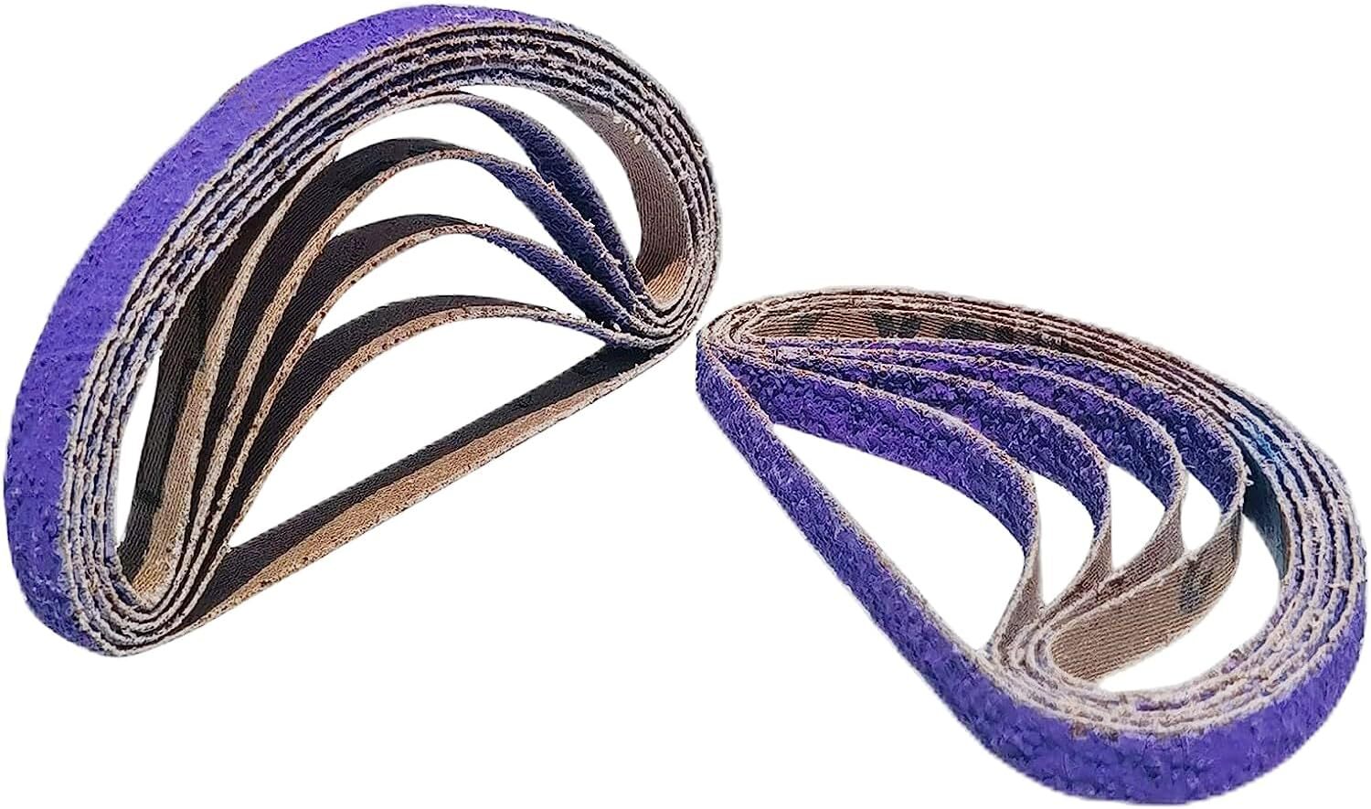 25/50PCS 10 x 330 mm Sanding Belts, 3/8" W x 13" L, Purple Ceramic,40-240 Grit