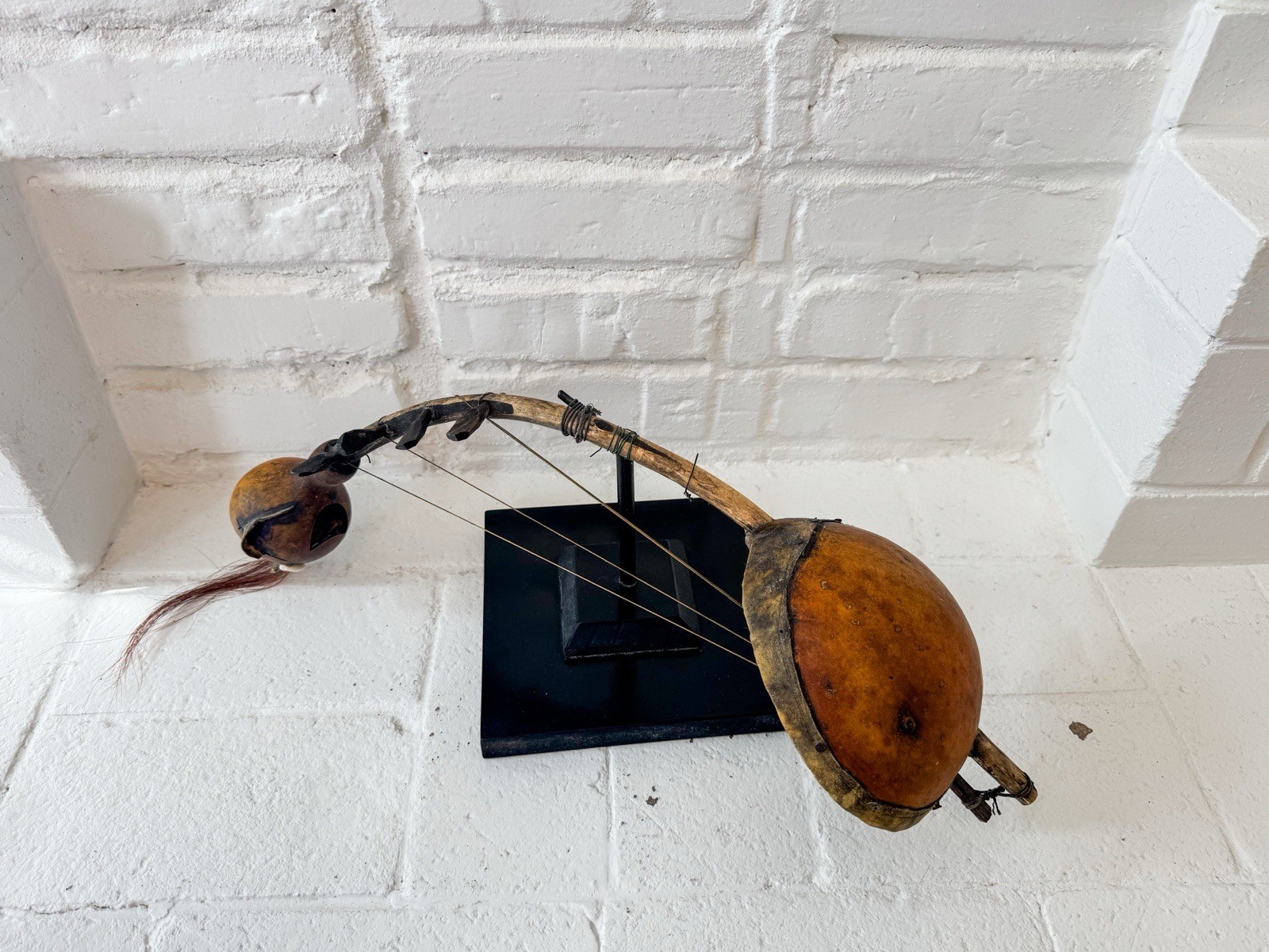 VTG African Gourd String Instrument Handcrafted Tribal Lute Harp West Africa