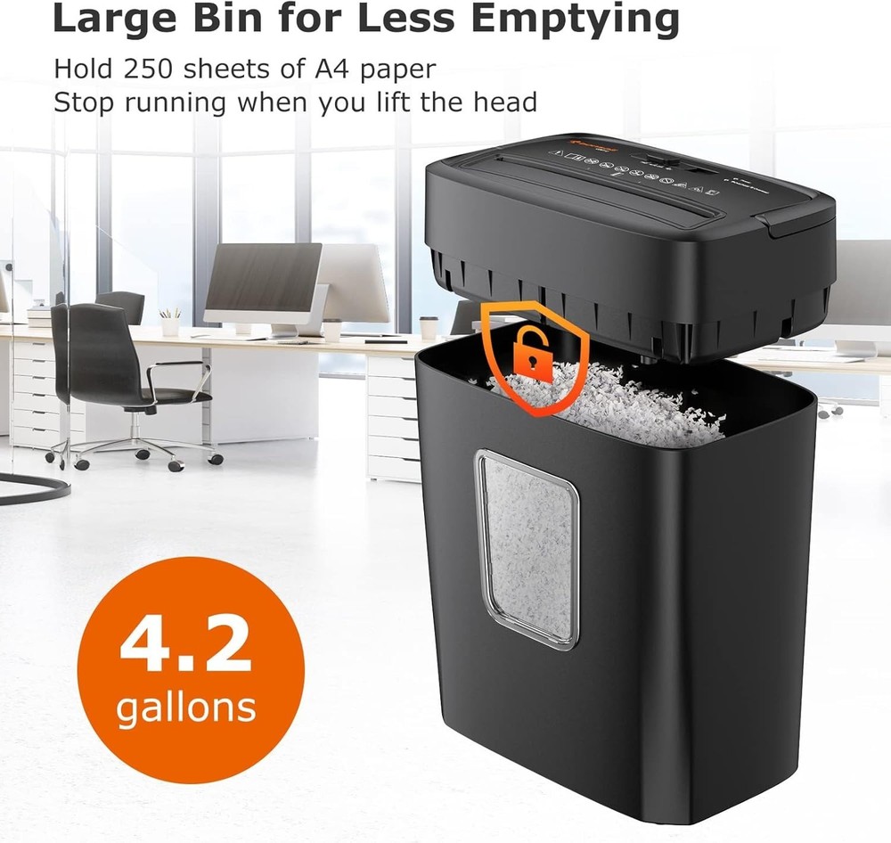 Quiet 6-Sheet Micro Cut Shredder with Automatic Stop - Home Office Essential