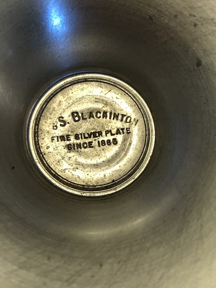 W S Blackinton Blue Enamel Lined silverplate compotes Set Of 2 See Description