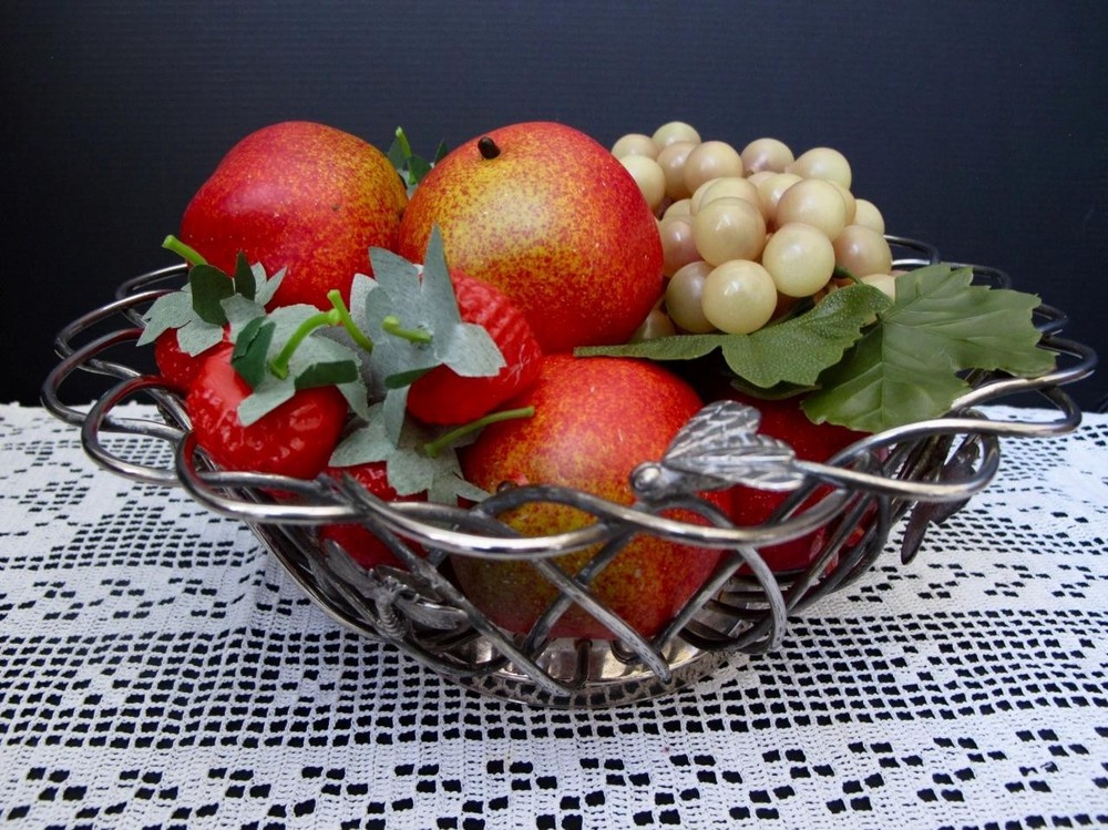 Godinger Silverplate Serving / Bread / Fruit Basket Butterfly Dragonfly Bee Bug