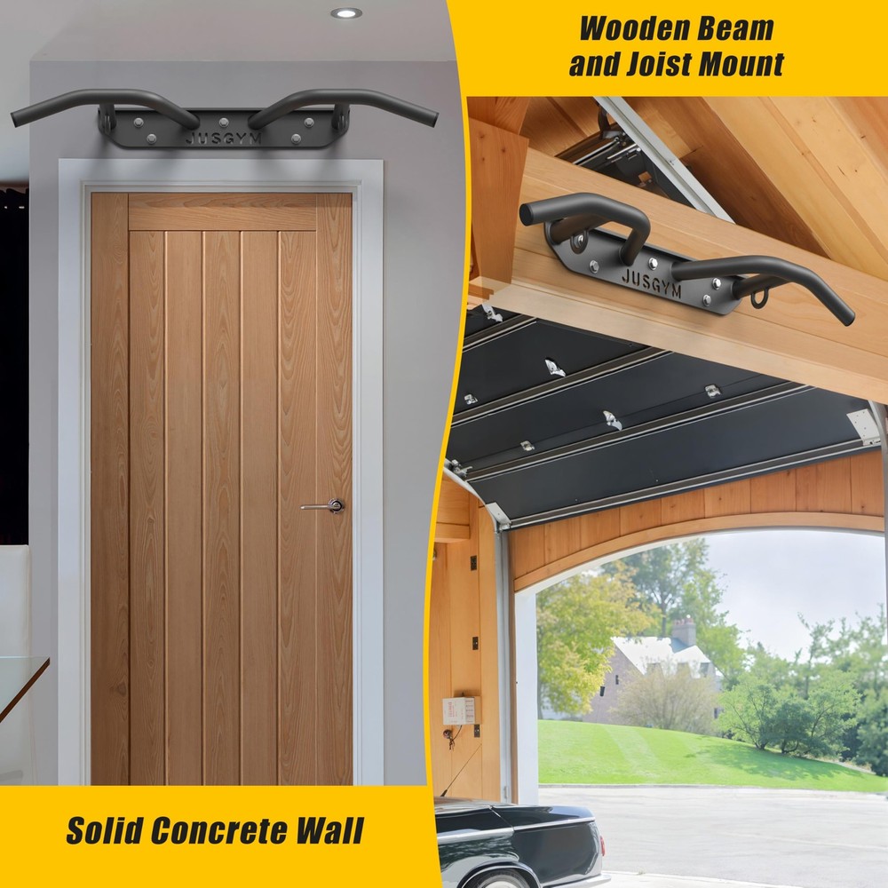 Wall Mounted Pull Up Bar - Heavy Duty Chin Up Bar, Pull-Up Bar Support Beam o...