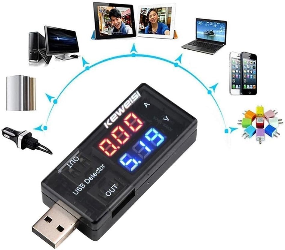 USB Power Meter, USB Current Meter, 3-9V 0-5A Voltage Tester Multimeter, LCD ...