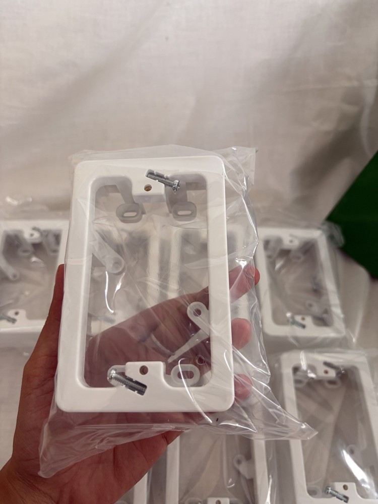 8x 34mm deep Mounting Blocks White Wall Plate Brackets Bulk Pack