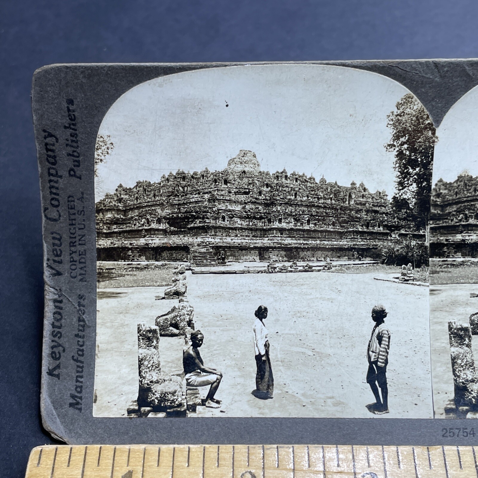 Antique 1910s Borobudur Temple Mageland Indonesia Stereoview Photo Card P2017