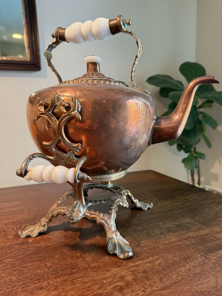 Victorian Large Copper Spirits Kettle & Base Tilting English 1890s