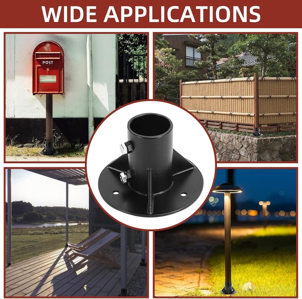 2PCS 3" Round Posts Base Bracket 6.5" BASE Flange Post Holder Heavy