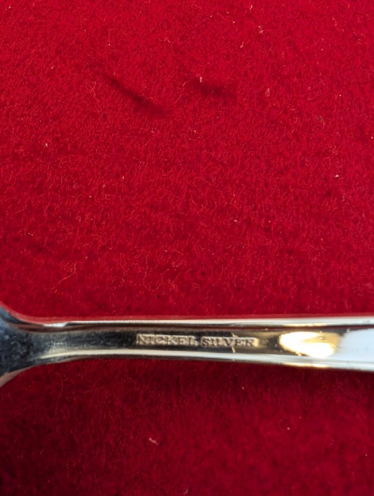 Unknown Mfg Nickel Silver UNF737 Glossy Cold Meat Serving Fork Silverware
