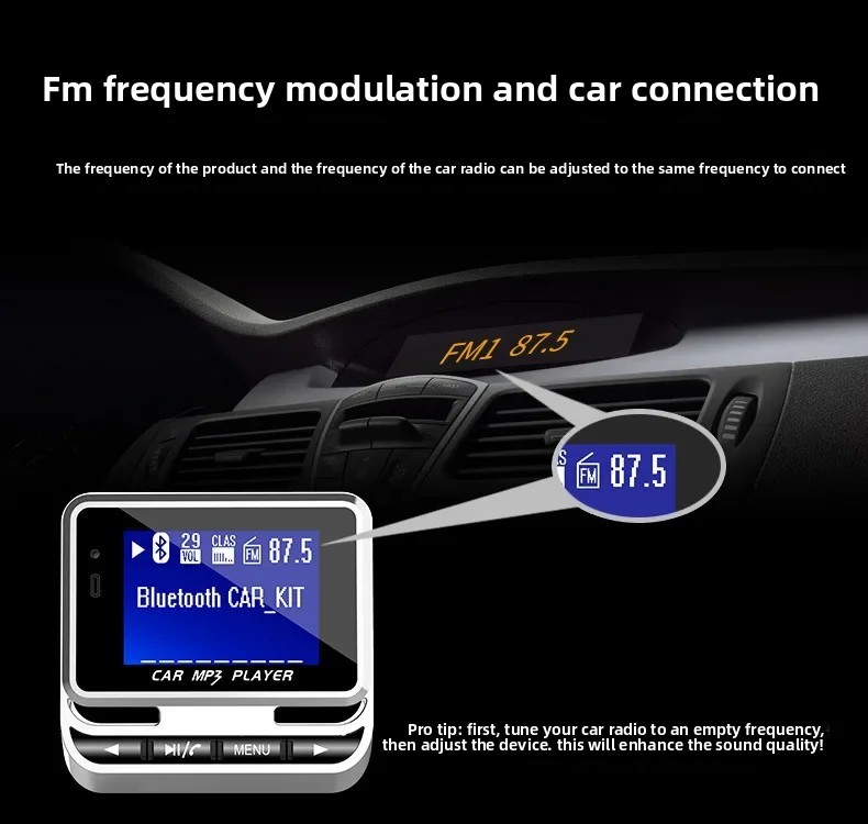 Car MP3 FM12b Bluetooth Hands-Free Car FM Transmitter With Large Screen Display