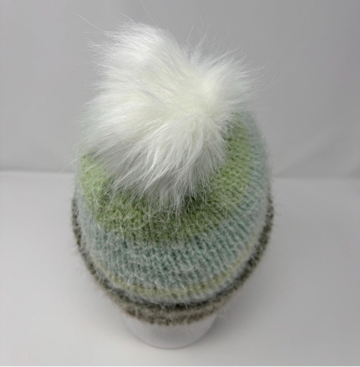 Fuzzy Multicolored Striped Knit Hat and Scarf Set