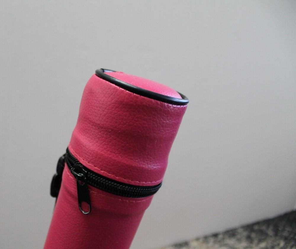 CUPPA 32" Billiard Cue Case, textured pink vinyl with strap