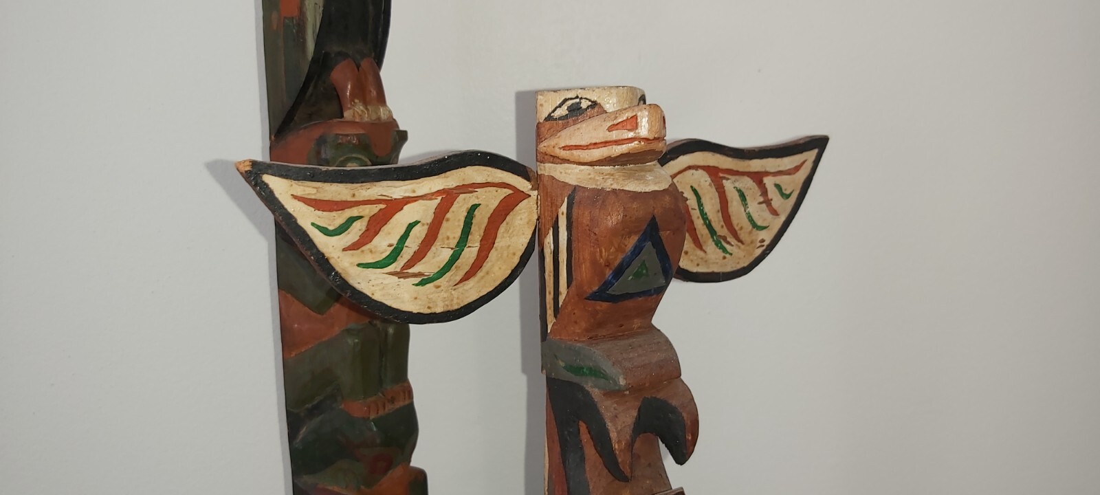 Northwest Coast; 2 Polychromed Model Totem Poles (early 20th c).