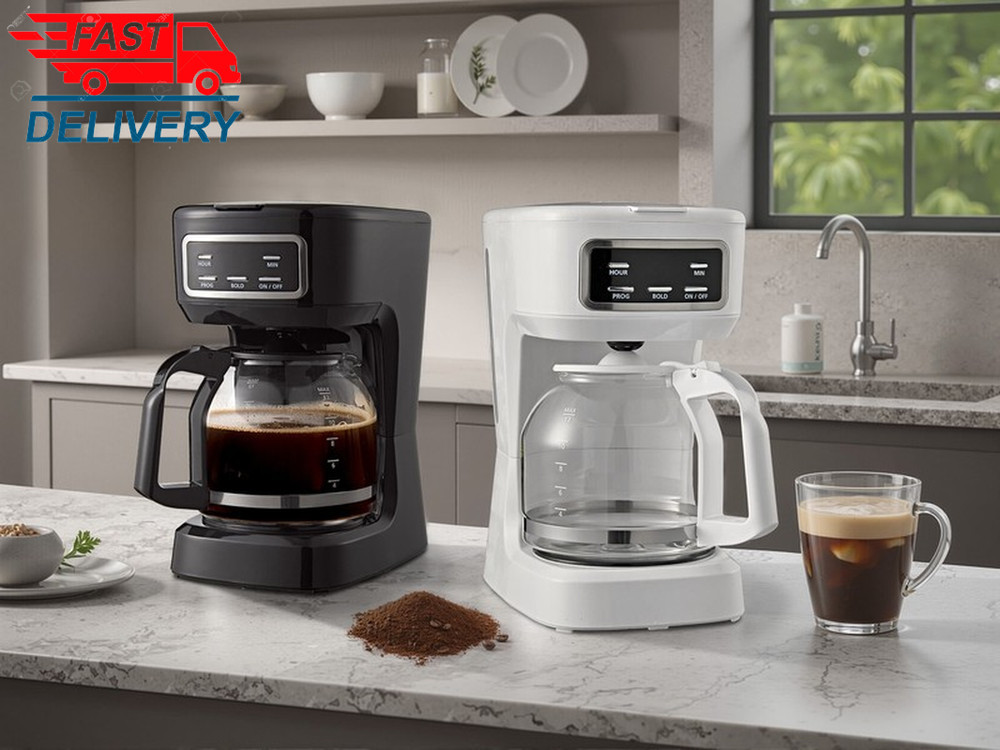 Finish 12-Cup Programmable Coffee Maker, White