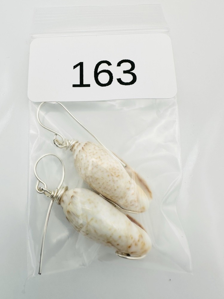 Handmade Olive Seashell Dangle Earrings