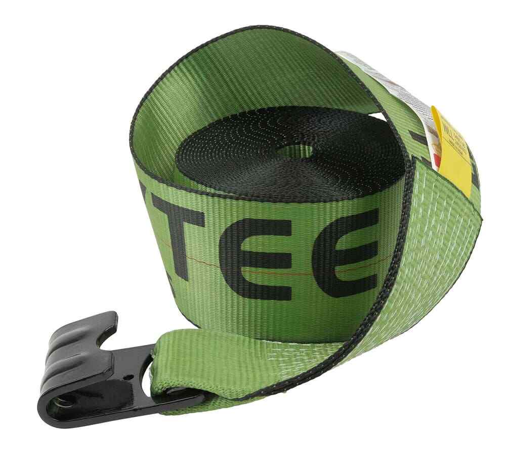 (10 Pack) 4" x 30' Winch Strap with Flat Hook - Green Flatbed Tie Down