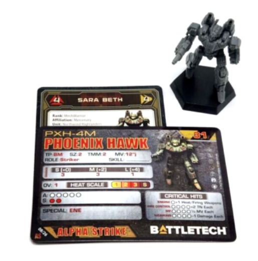 Battletech Phoenix Hawk Mech + Pilot Cards Alpha Strike Box Set Inner Sphere