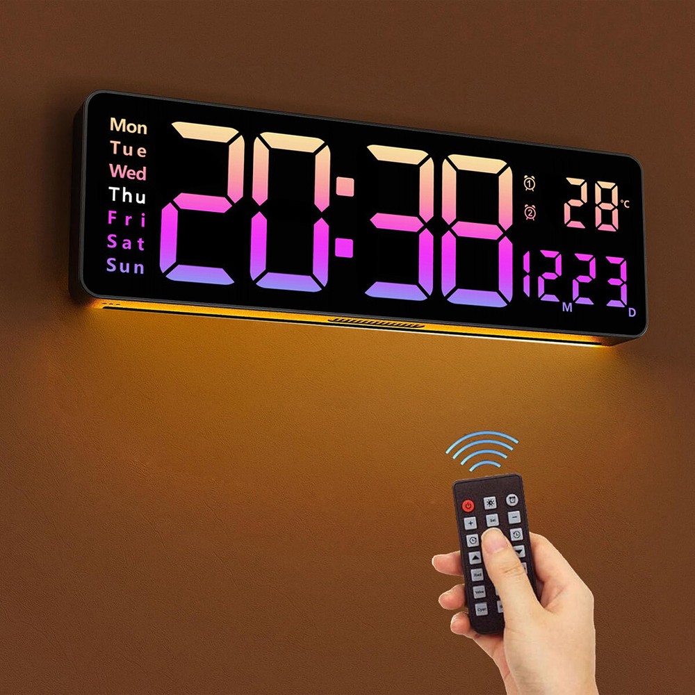 16-Inch Big Digital LED Wall Clock with Timer, Date, Temperature