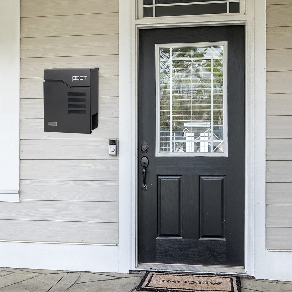 Metal Mailbox Wall Mount, Locking Mailbox with Key Lock, Hanging Secure Postb...