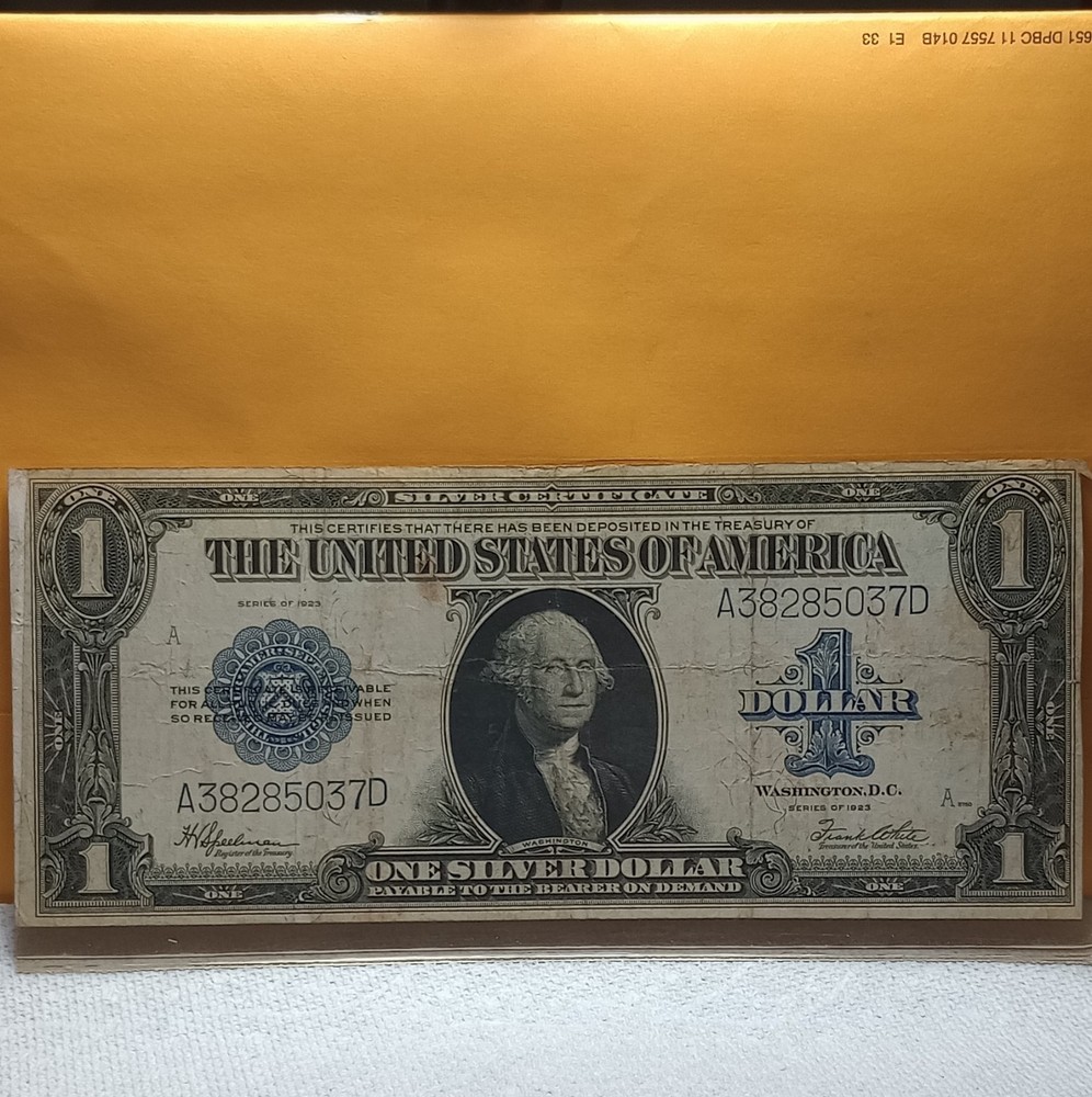 1923 $1 US Large Silver Certificate Banknote A38285037D