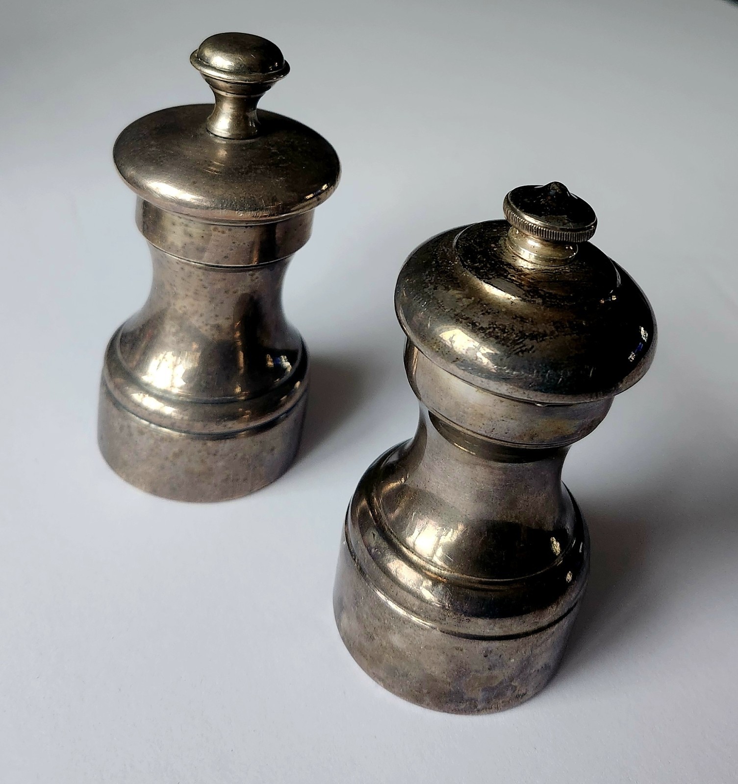 Sterling Silver Pepper Grinder Pair- One GMT Exemplar & One With Shield Hallmark