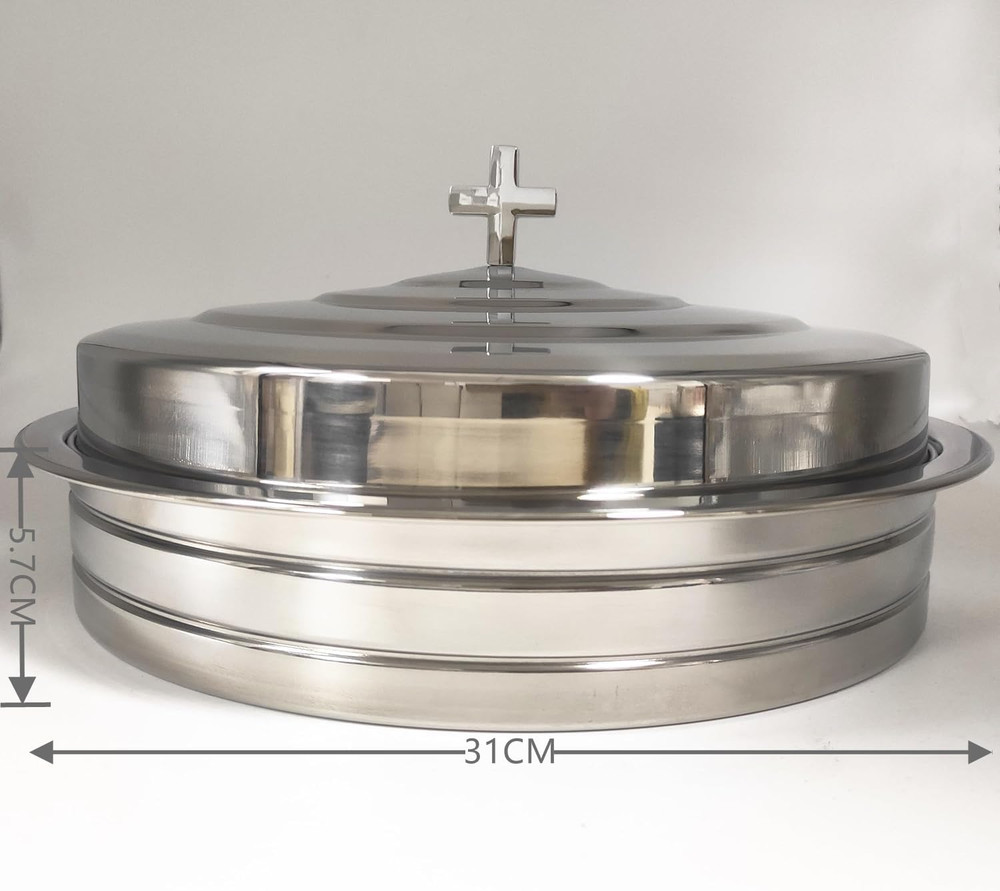 Stackable Silver Communion Tray with Cover for Church Service