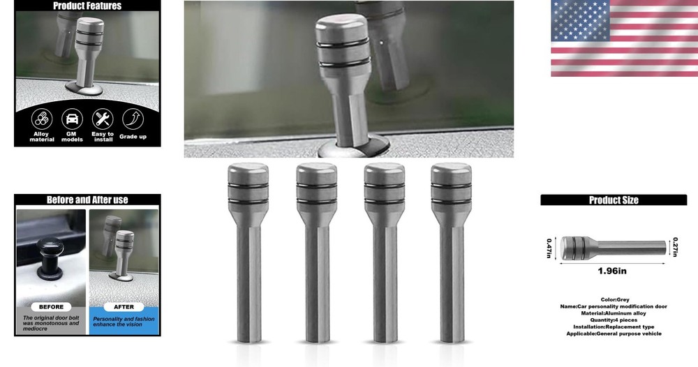 Universal 4PCS Aluminum Alloy Door Lock Knobs - Easy Installation & Durable