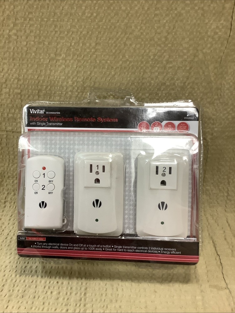 Wireless Vivitar Remote Control System Indoor 100 Foot Range 2 Outlets NEW
