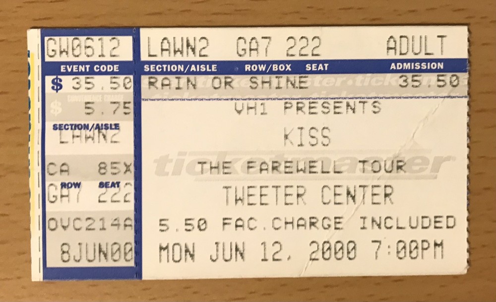 2000 KISS / SKID ROW FAREWELL TOUR BOSTON 6/12 CONCERT TICKET STUB ACE FREHLEY 1