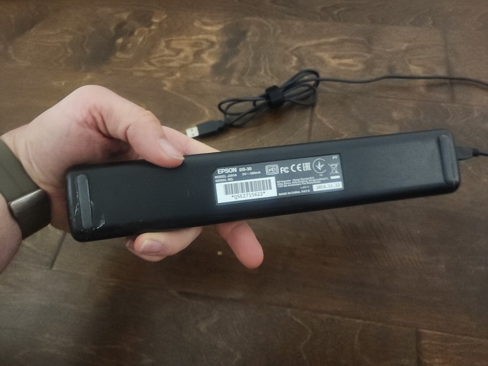 Epson WorkForce DS-30 Portable Scanner Black USB Connection Cable Works