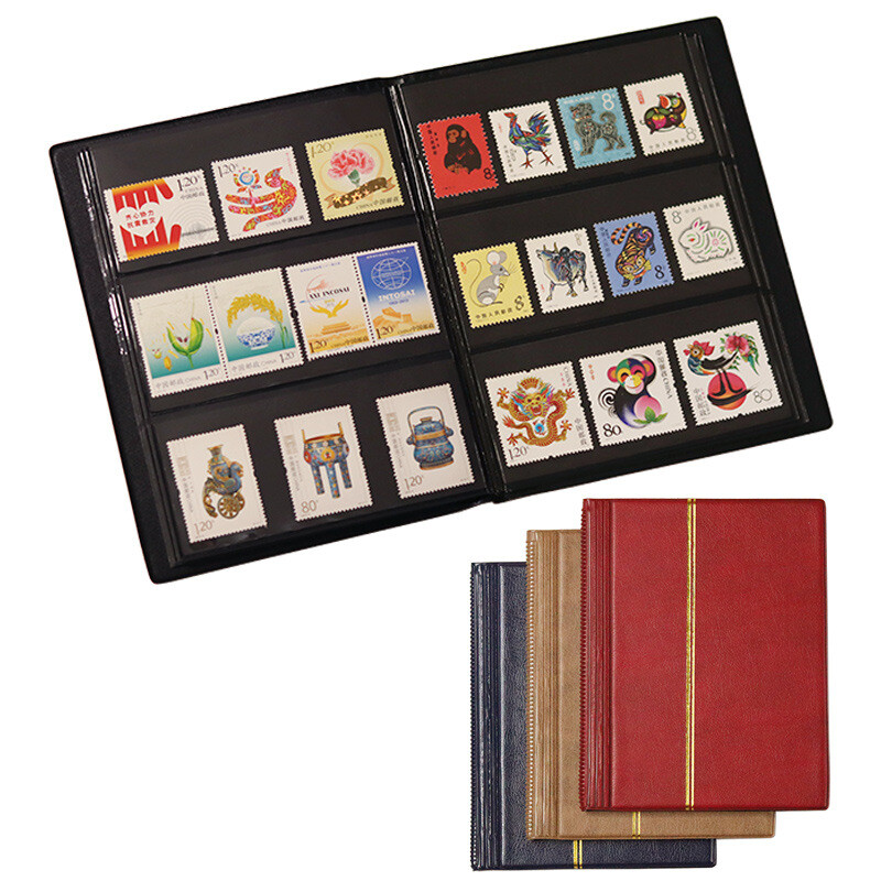 20 Sheets Stamp Collection Album Stamps Storage Book Holder Red Brown