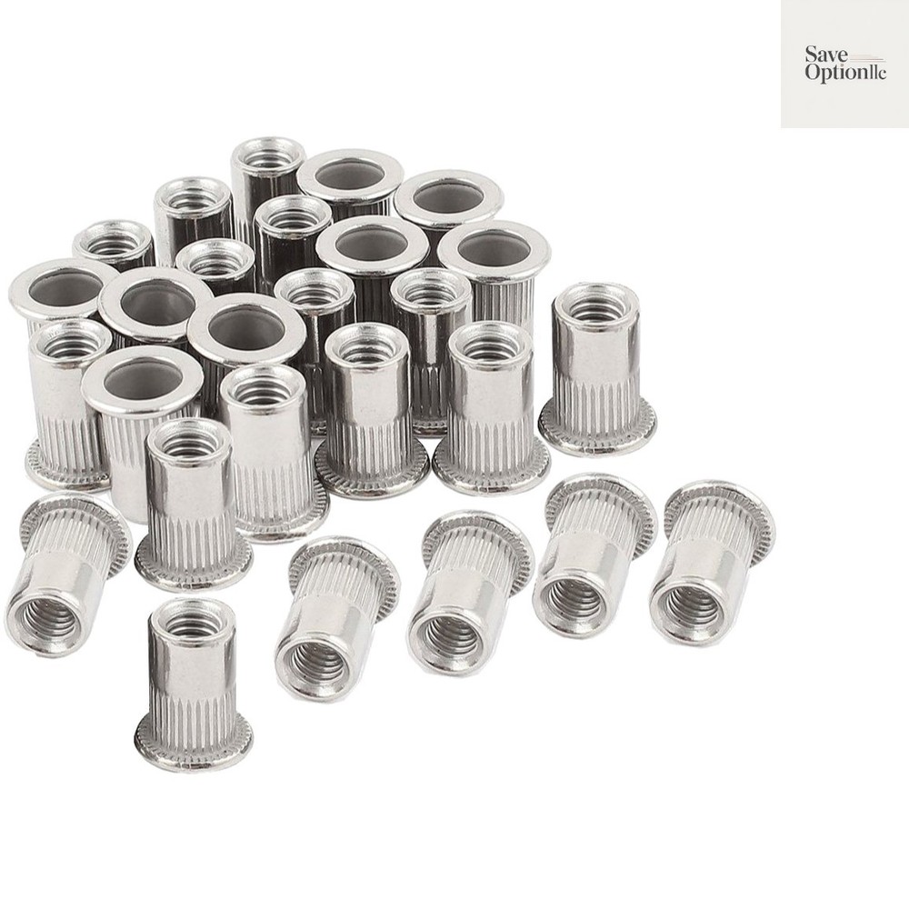 30PCs 1/4"-20 Stainless Steel Rivet Nuts Nutsert Threaded Rivet Insert Rivnut...