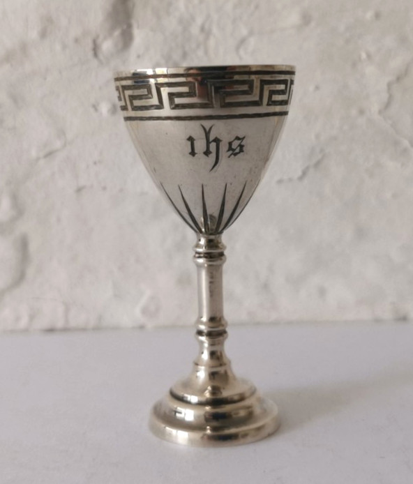 Victorian Solid Silver Travelling Communion Chalice - Birm. 1861.