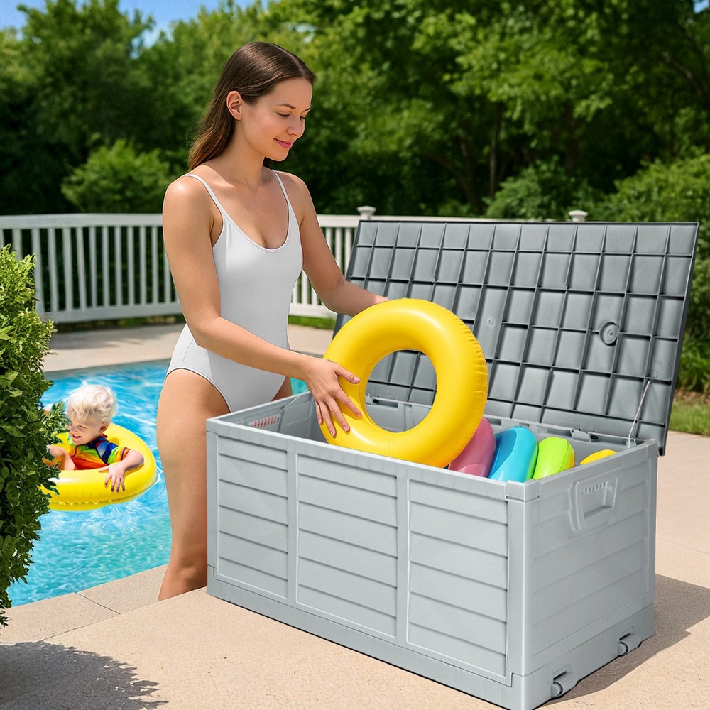 Protable Folding 75 Gallon Deck Box Outdoor Storage Box Patio Fast Installation
