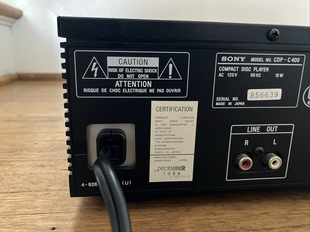 Sony CDP-C400 5- Disc CD Player Auto Loading System