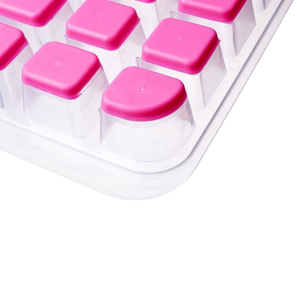 Ice cube tray for 32 ice cubes with silicone base, easily removable, large