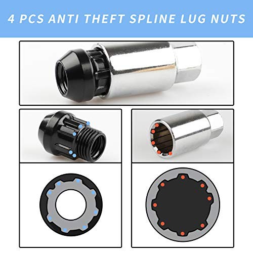 24Pcs Anti Theft Spikes Extended Tuner Wheel/Rims Lug Nut Silver