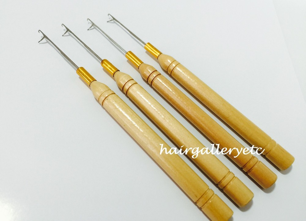 4 Hook Pulling Needle for i tip hair extension micro rings latch hook crochet