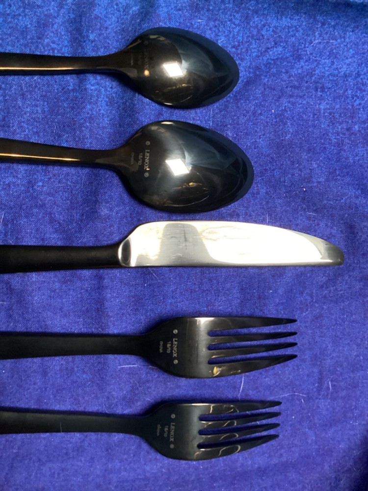 Lenox Colebrook Onyx 5 Pc place setting Flatware Glossy Elegant