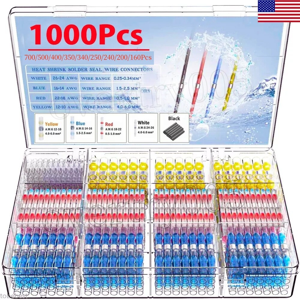 1000PCS Solder Stick Waterproof Seal Sleeve Heat Shrink Butt Wire Connectors
