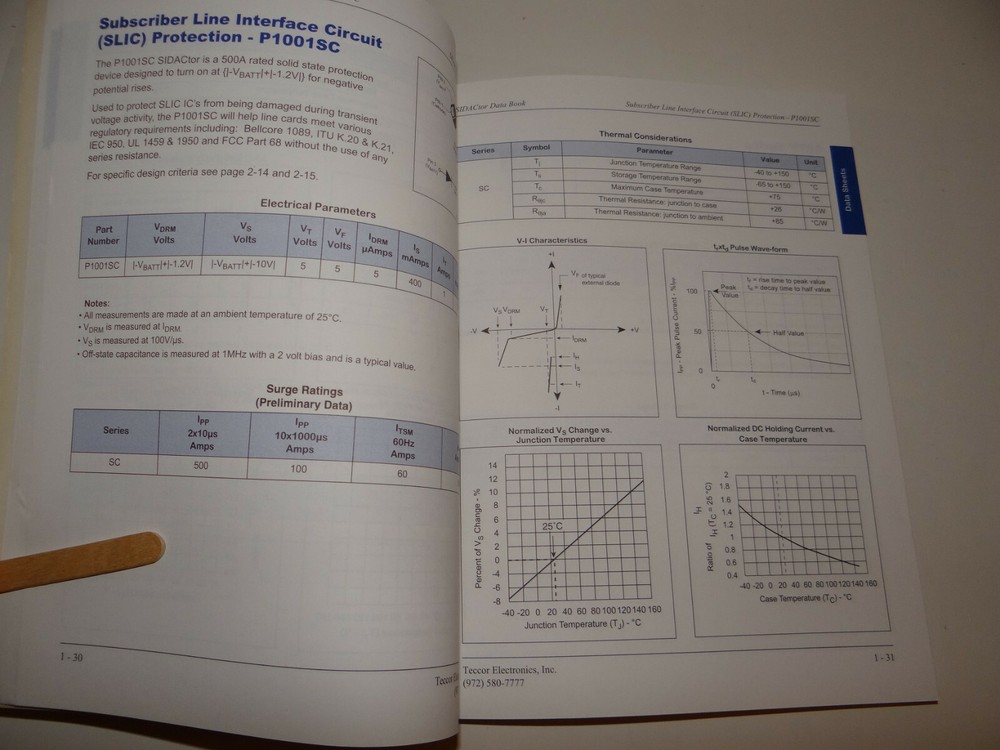 1998 SIDACtor DATA BOOK Teccor Electronics Inc. SIEBE Group Company