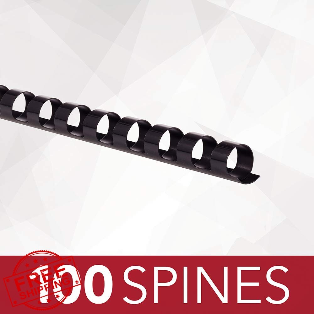 GBC Binding Spines, 3/8 Inch, Black, CombBind, 100 Pack